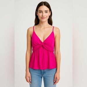 💗 NAKED ZEBRA Pink Satin Surplice Tank Top – Size S 💗